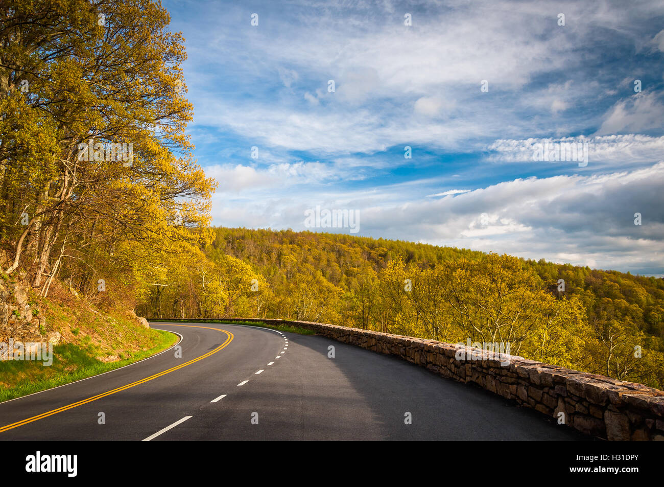 Skyline Ridge Drive Skyline Drive and spring color in the Blue Ridge Mountains, in ...