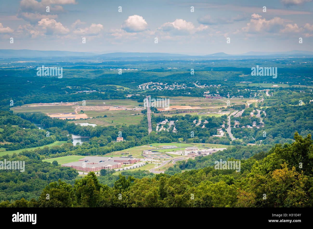View of Front Royal from Skyline Drive, in Shenandoah National Park, Virginia. Stock Photo