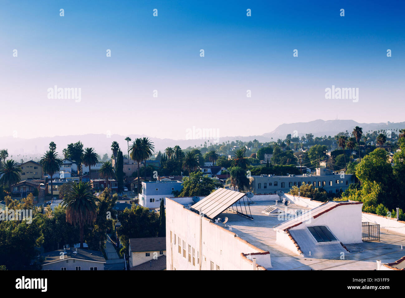 The rooftops of downtown los angeles california near silverlake Stock