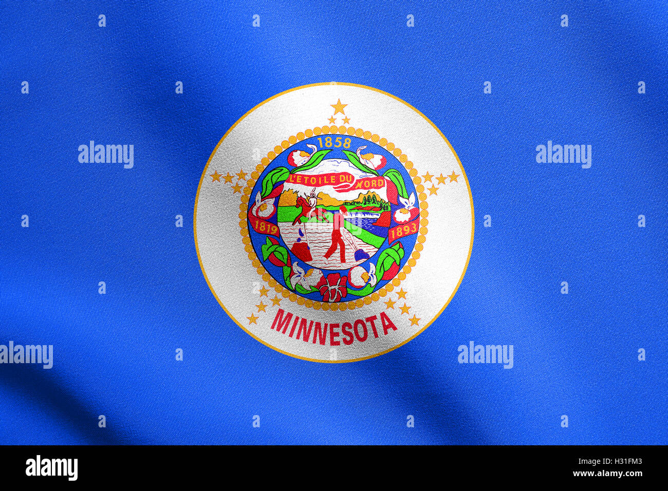 Minnesotan official flag, symbol. American patriotic element. USA banner. United States of America background. Stock Photo