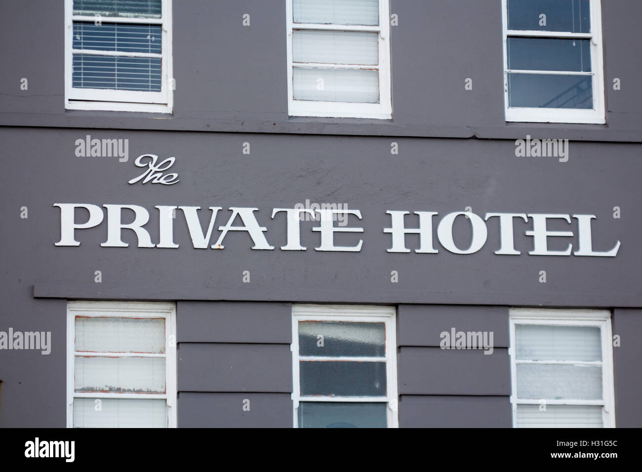 The Private Hotel exterior external sign and windows Bondi Sydney NSW Australia Stock Photo