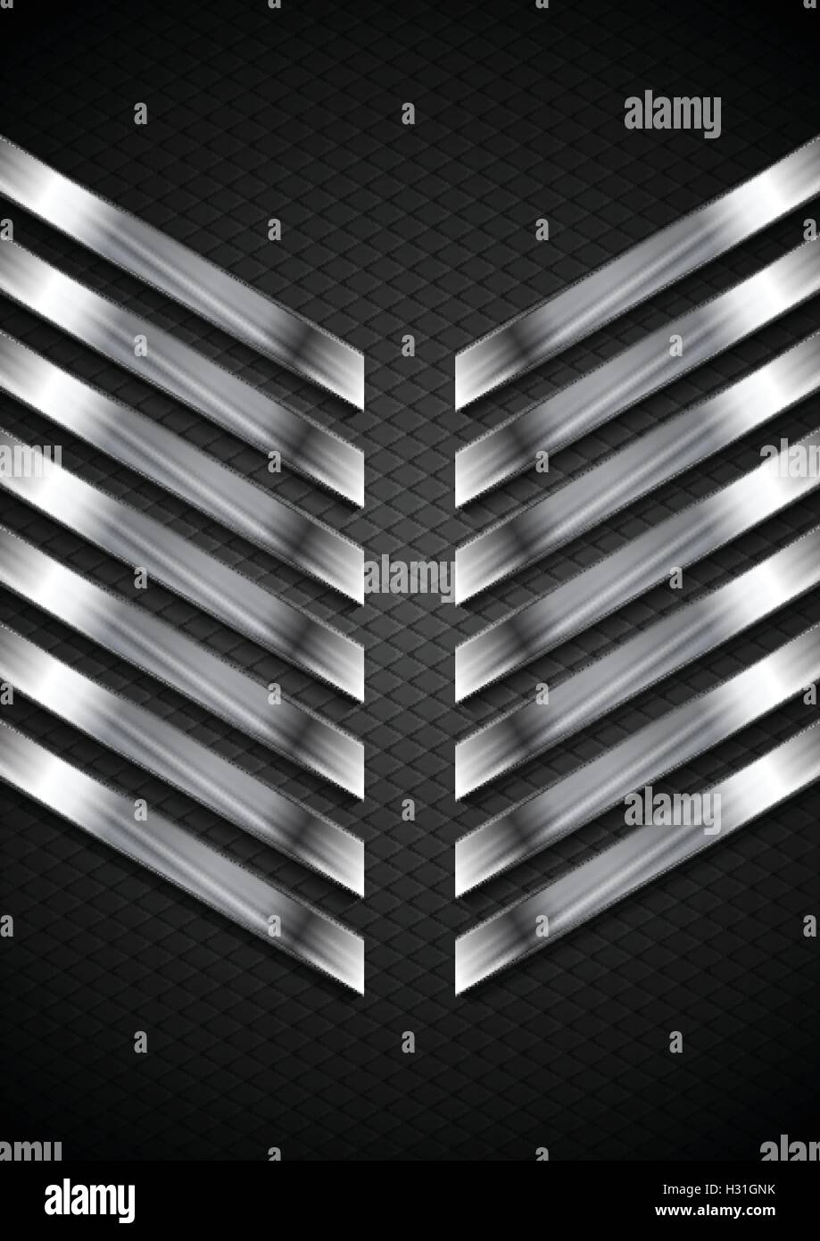 Abstract tech black background with metallic stripes. Vector design ...