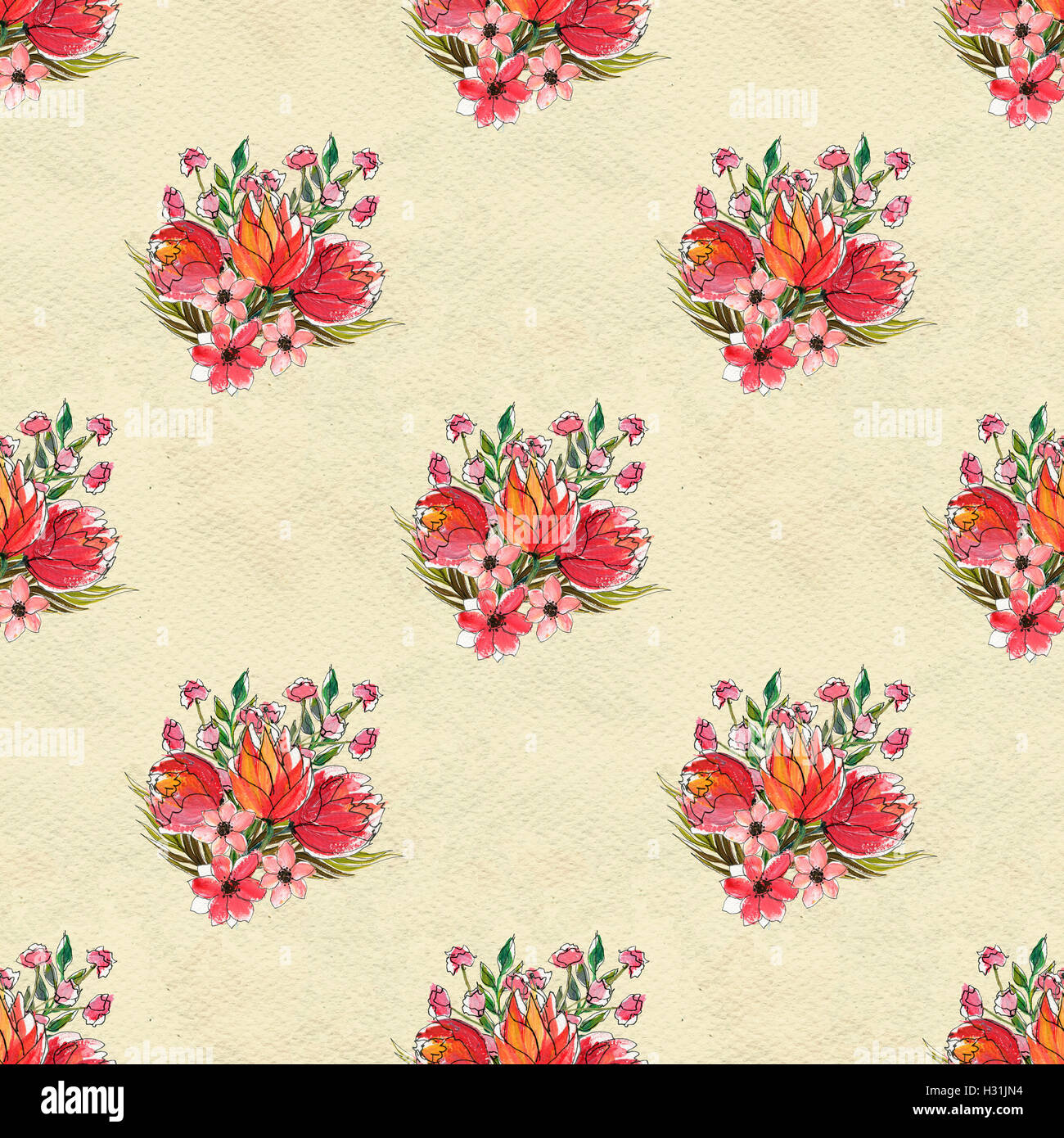Seamless pattern with colorful flowers Stock Photo - Alamy