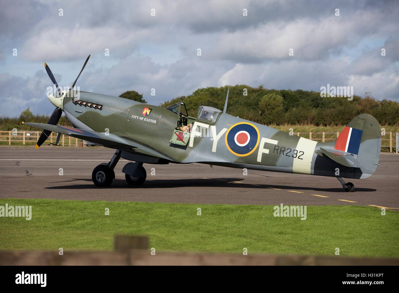 Spitfire at Dunkeswell airfield in Devon which appears in flying scenes