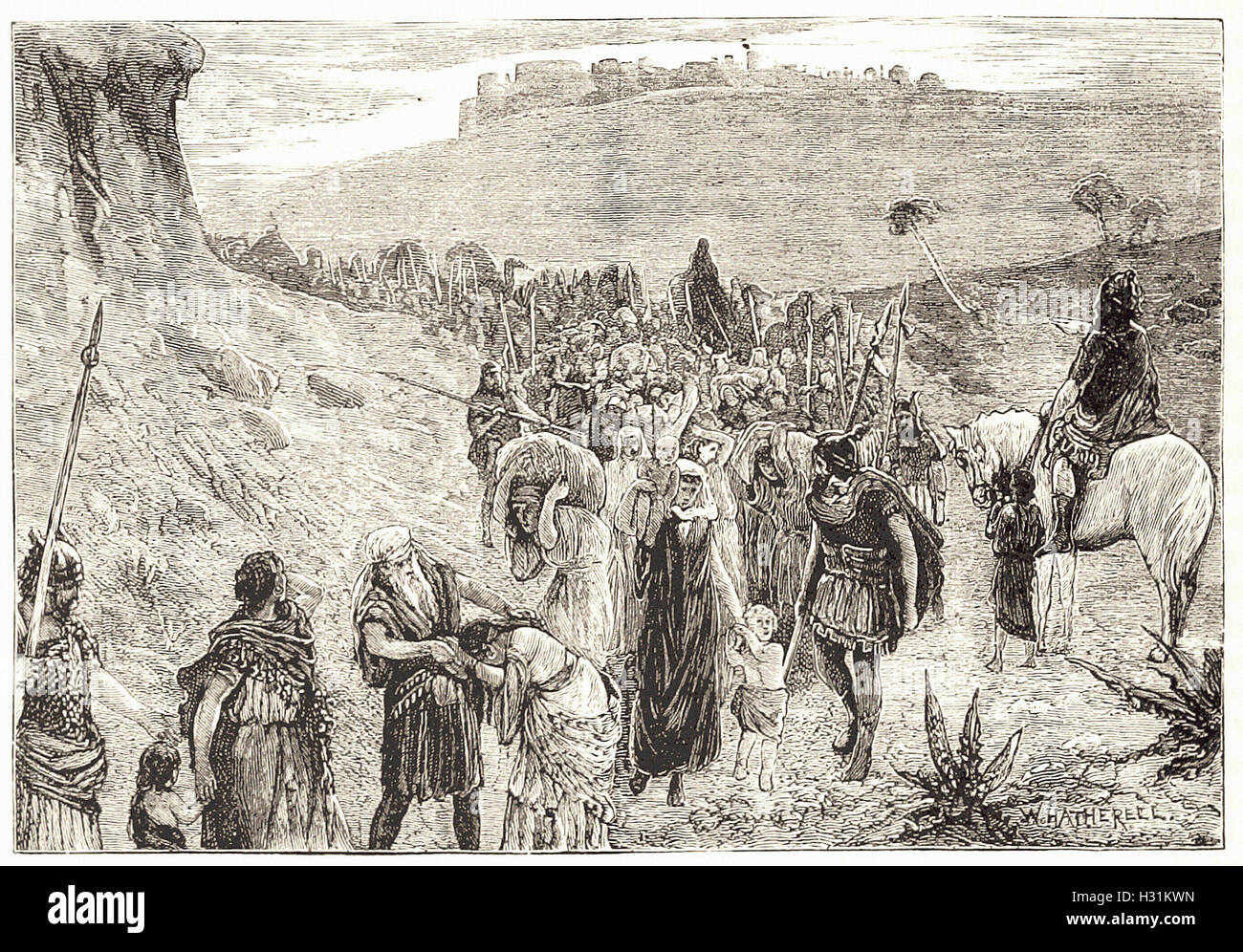 ISRAELITES GOING INTO CAPTIVITY - from 'Cassell's Illustrated Universal History' - 1882 Stock Photo