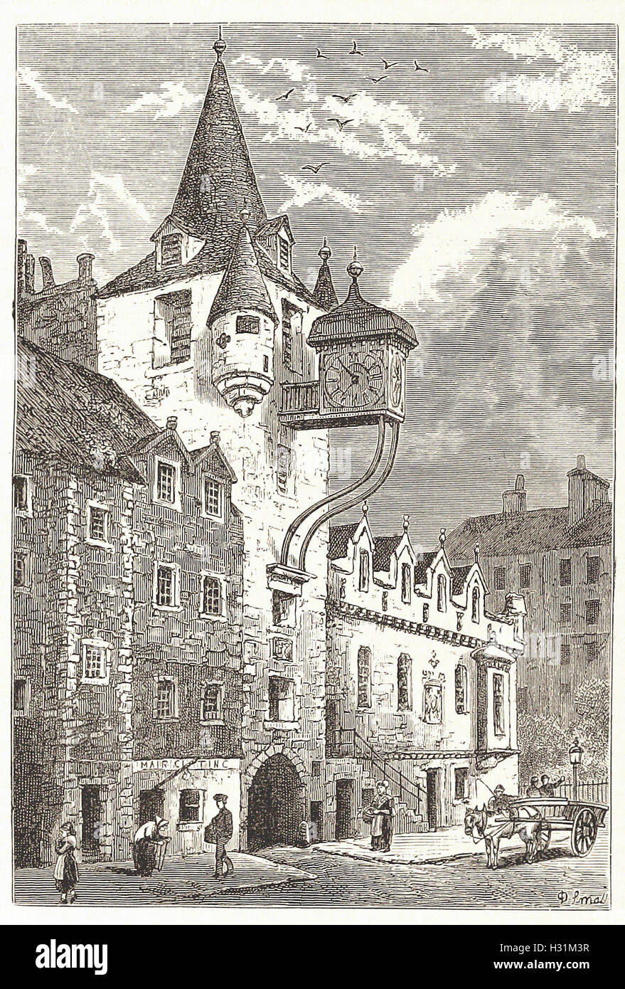 THE CANONGATE TOLBOOTH, EDINBURGH - from 'Cassell's Illustrated Universal History' - 1882 Stock Photo