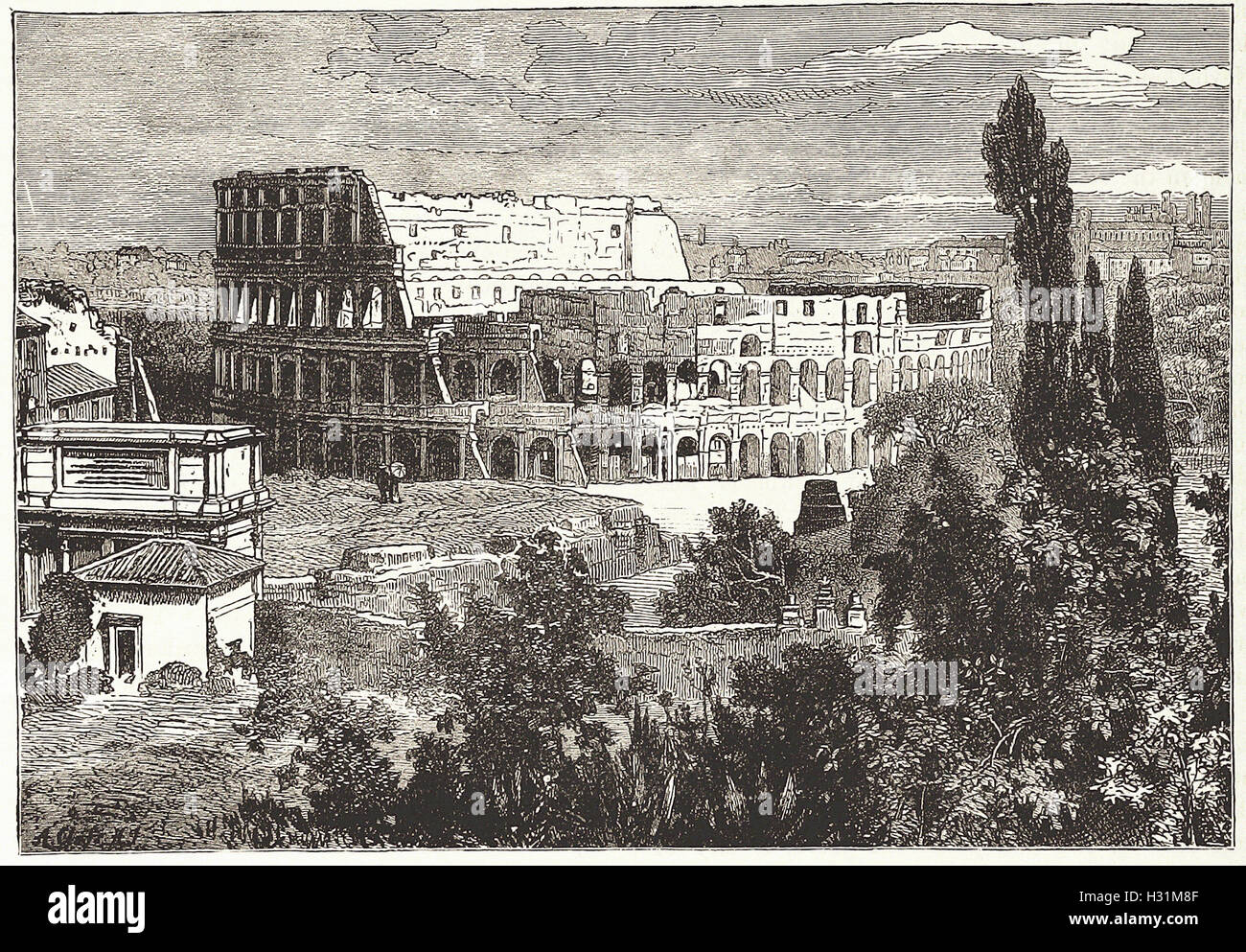RUINS OF THE COLOSSEUM, FROM THE PALATINE - from 'Cassell's Illustrated Universal History' - 1882 Stock Photo