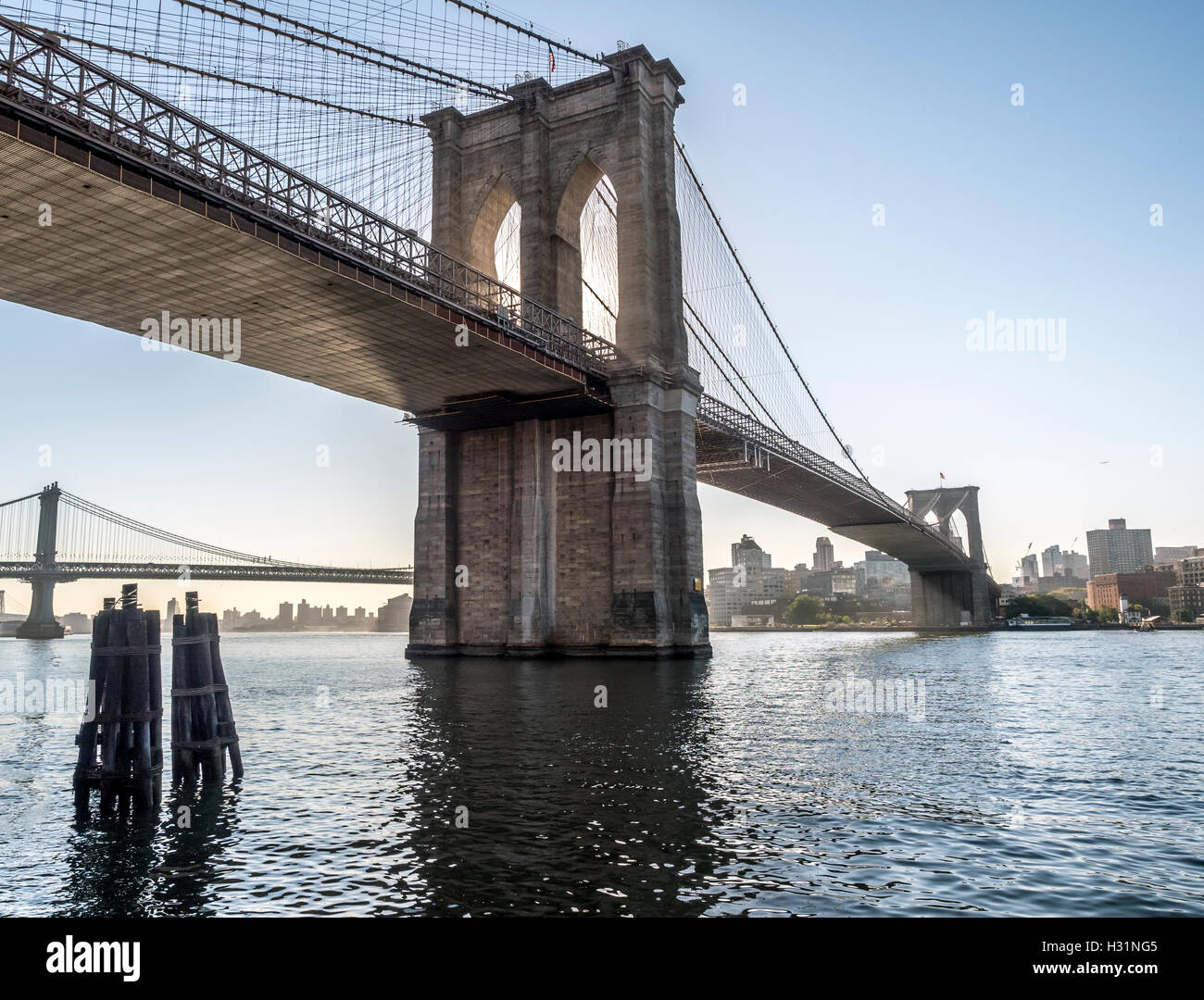 Brooklyn Bridge is a hybrid cablestayed/suspension bridge in New York