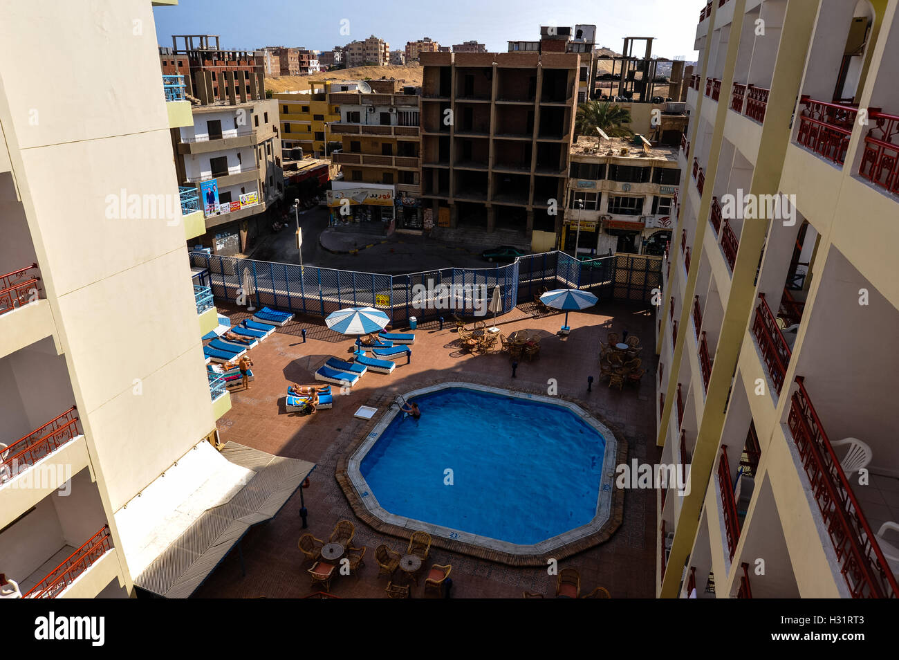Egypt, Hurghada. View from the room at Triton Empire. Stock Photo