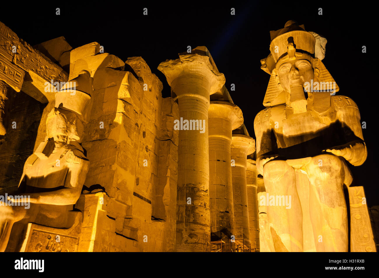 Egypt. Luxor Temple is a large temple complex founded in 1400 BC. Ramesses II statue. Stock Photo