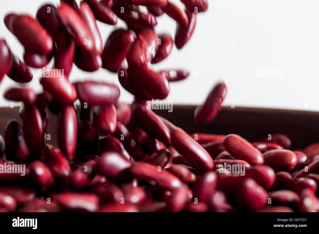 Dried Red Kidney Beans Falling Stock Photo Alamy
