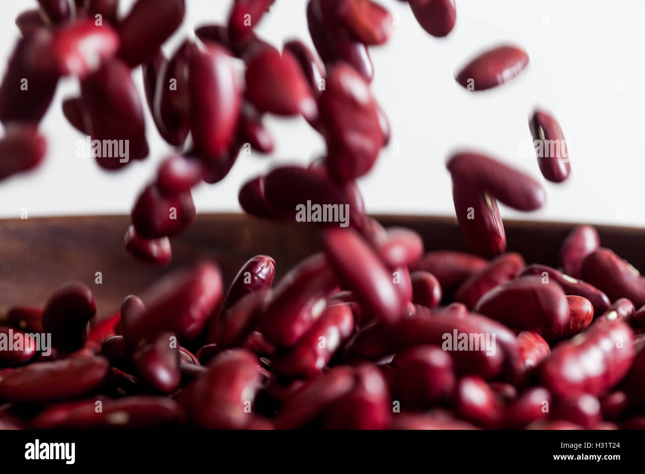 Dried Red Kidney Beans Falling Stock Photo Alamy