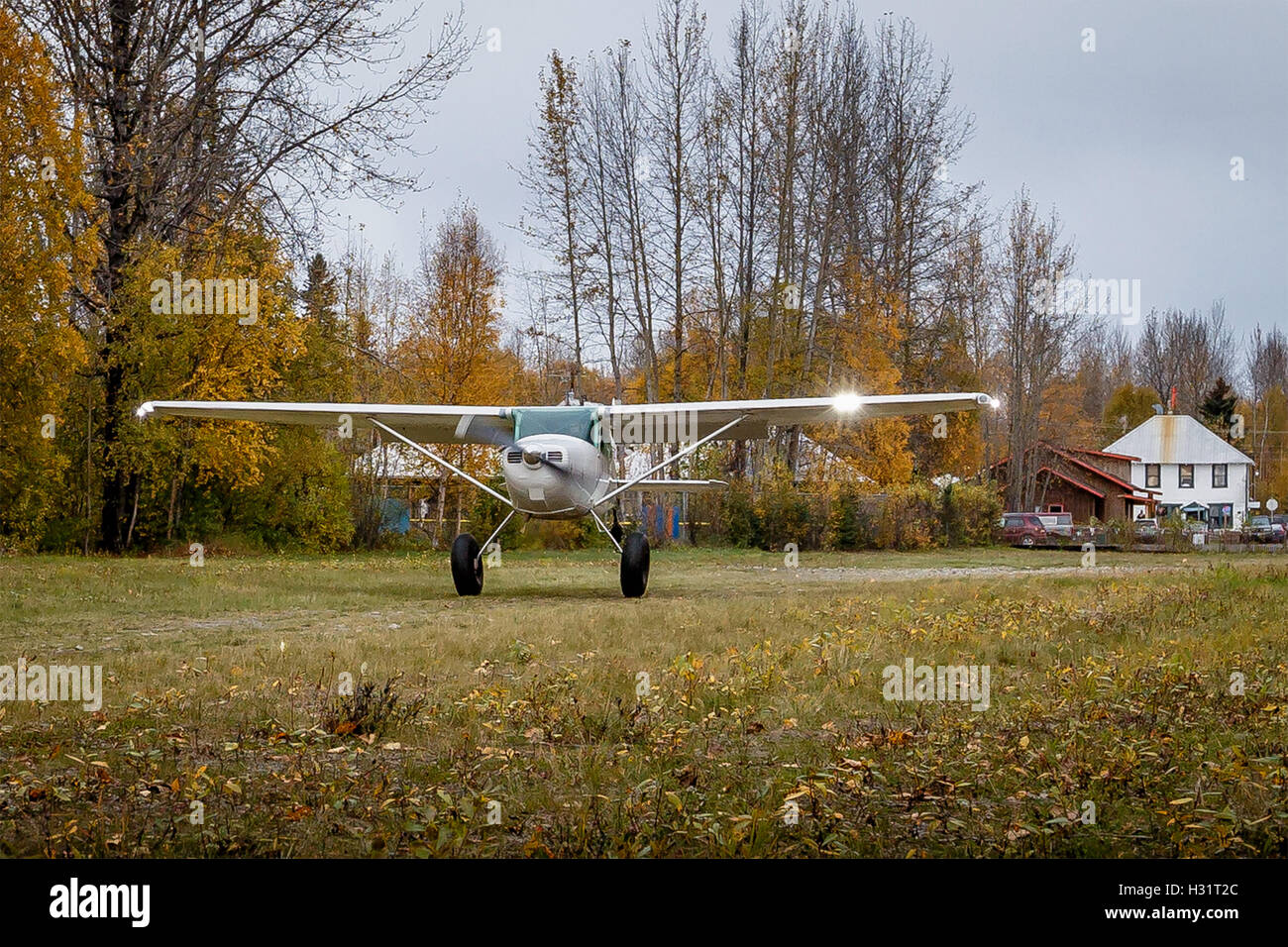 Cessna 170 Takes off from Talkeetna Airport in Alaska Stock Photo Alamy