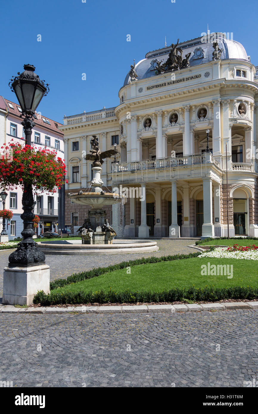 The old Slovak National Theatre building in Hviezdoslav Square in the city of Bratislava in Slovakia. Stock Photo