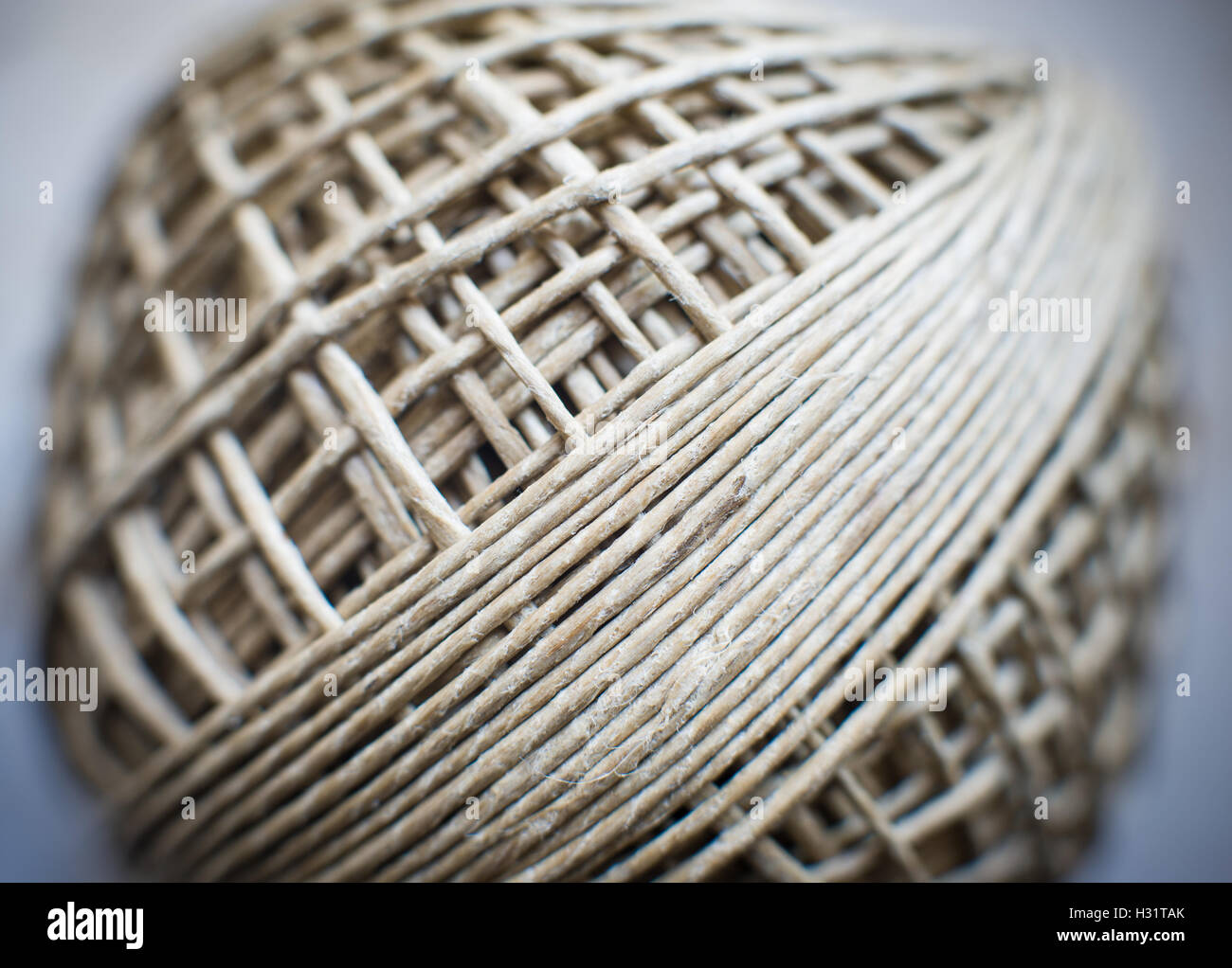Twine ball twist macro detail, selective focus, connected web world concept Stock Photo