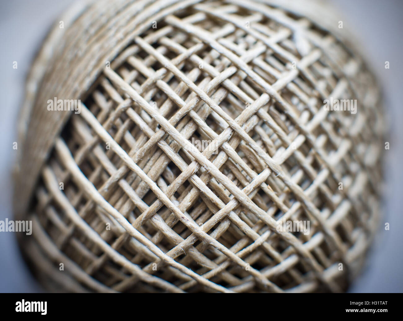 Twine ball twist macro detail, selective focus, connected web world concept Stock Photo