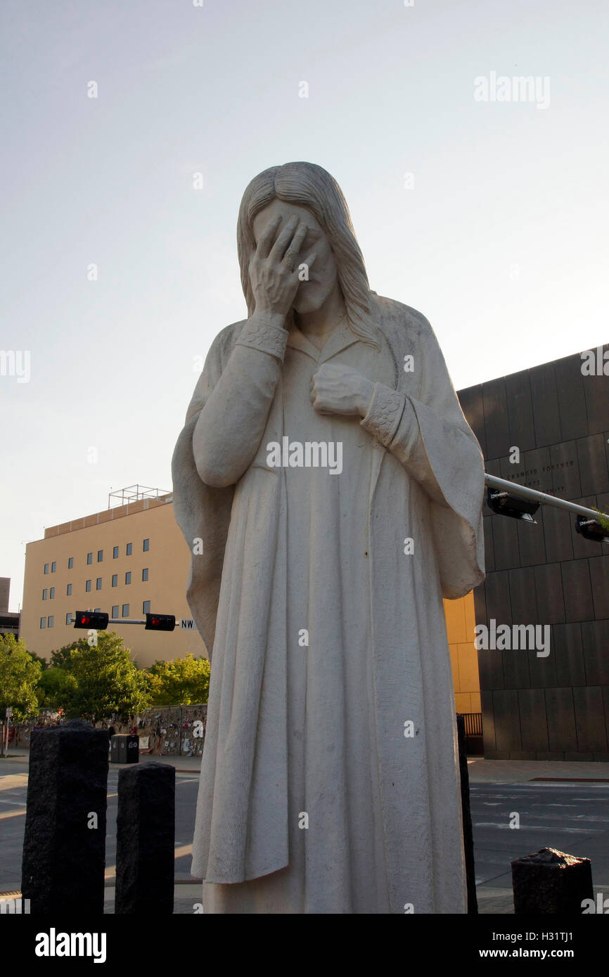 "Jesus Wept" Statue at the Oklahoma City Bombing Memorial Stock Photo