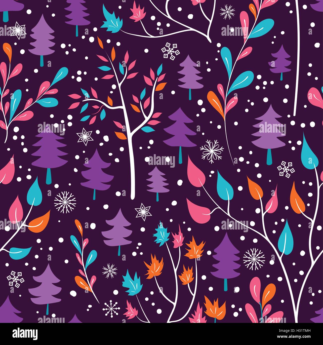 Snowflakes on branch tree Stock Vector Images - Alamy