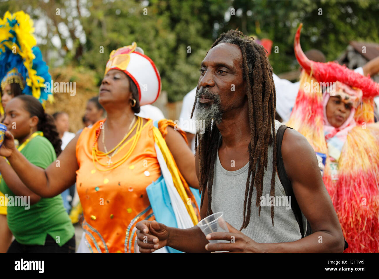 Carnival celebration in Roseau on the island of Dominica, Caribbean. Photo Copyright © Brandon Cole. All rights reserved worldwi Stock Photo
