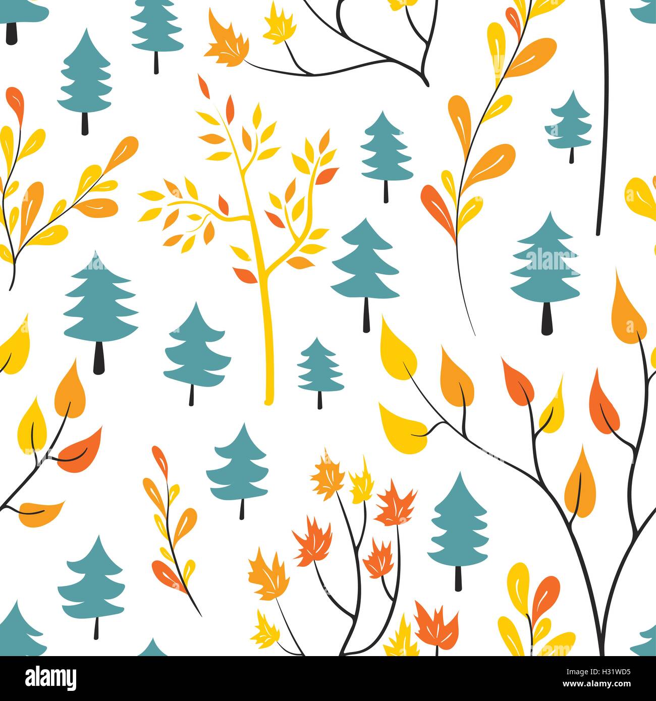 Fall Forest Pattern Tree branch pattern Stock Vector Images - Alamy