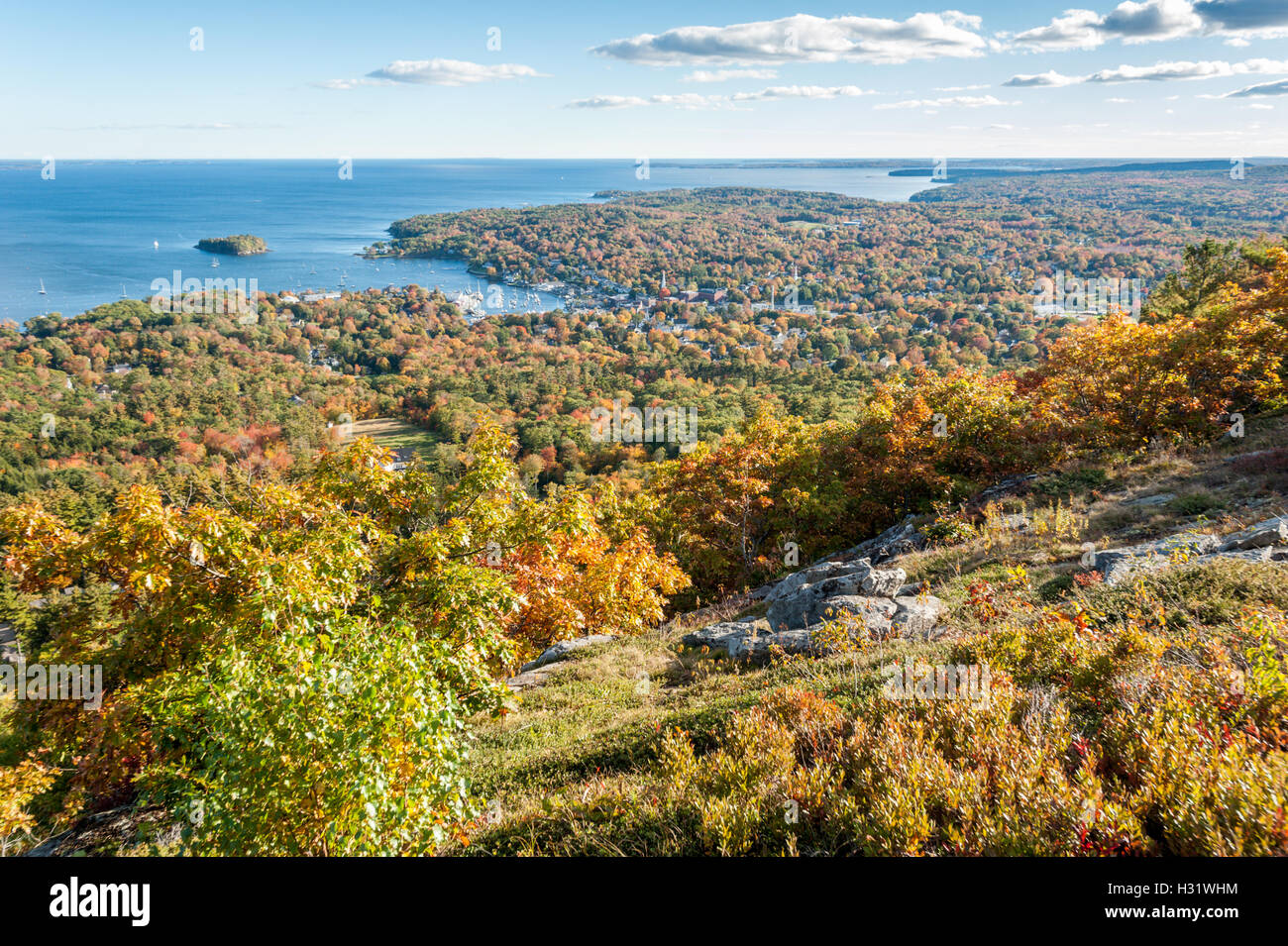 Landscape of Camden Hills State Park in Camden, Maine in autumn Stock