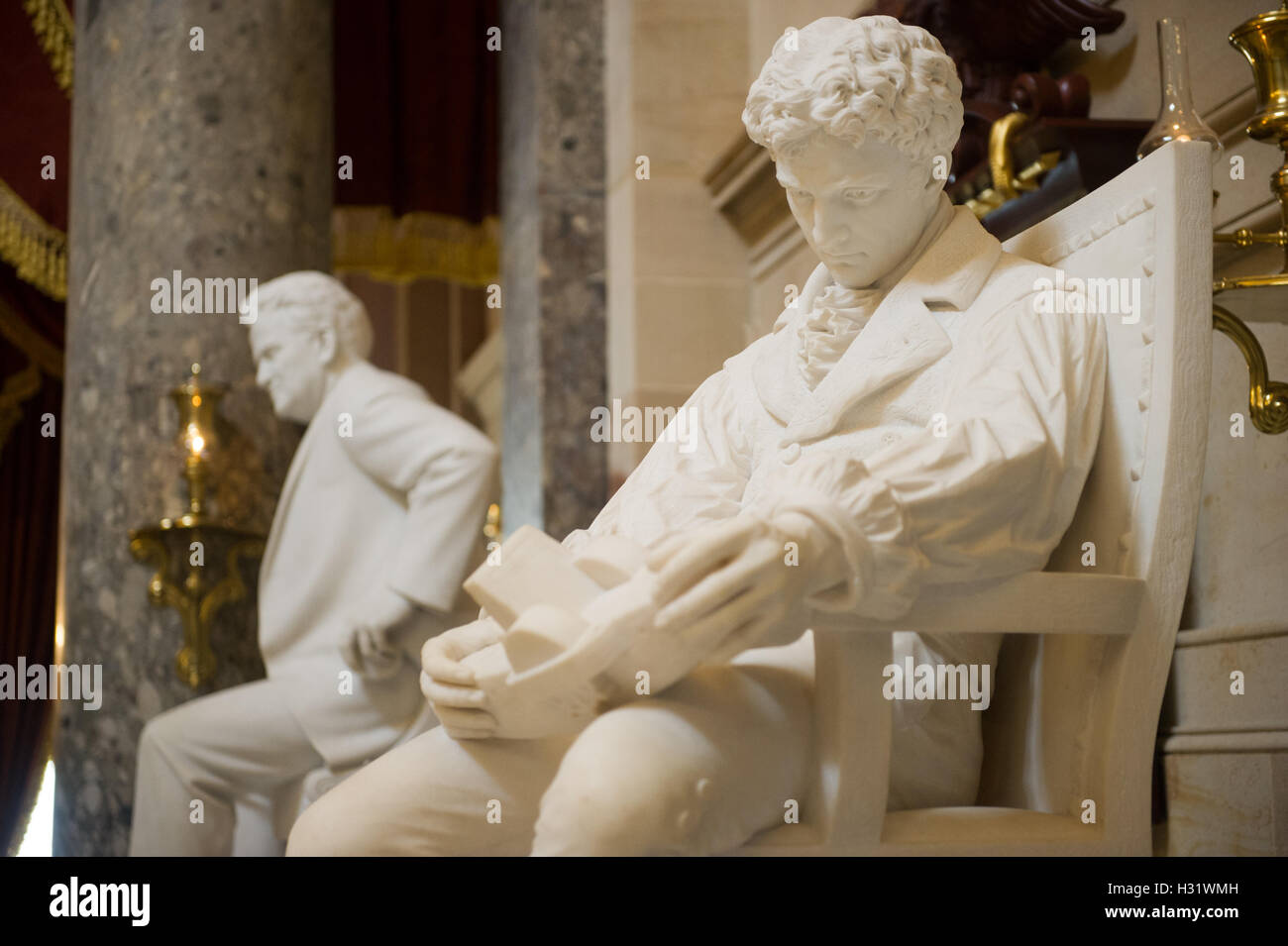 Statue of Robert Fulton inside the US capitol in Washington DC. Stock Photo