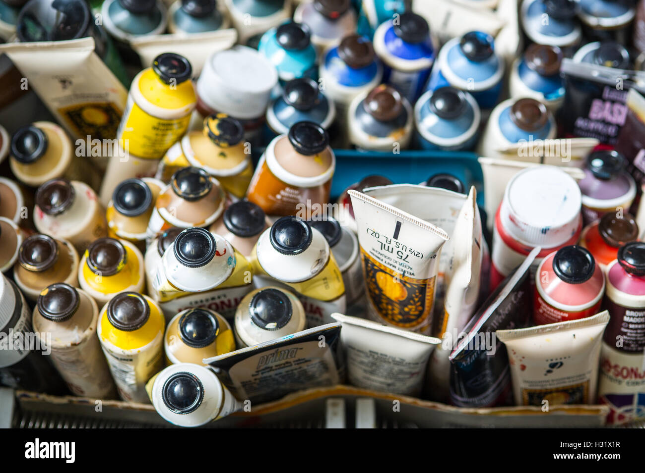 Tubes of paint Stock Photo