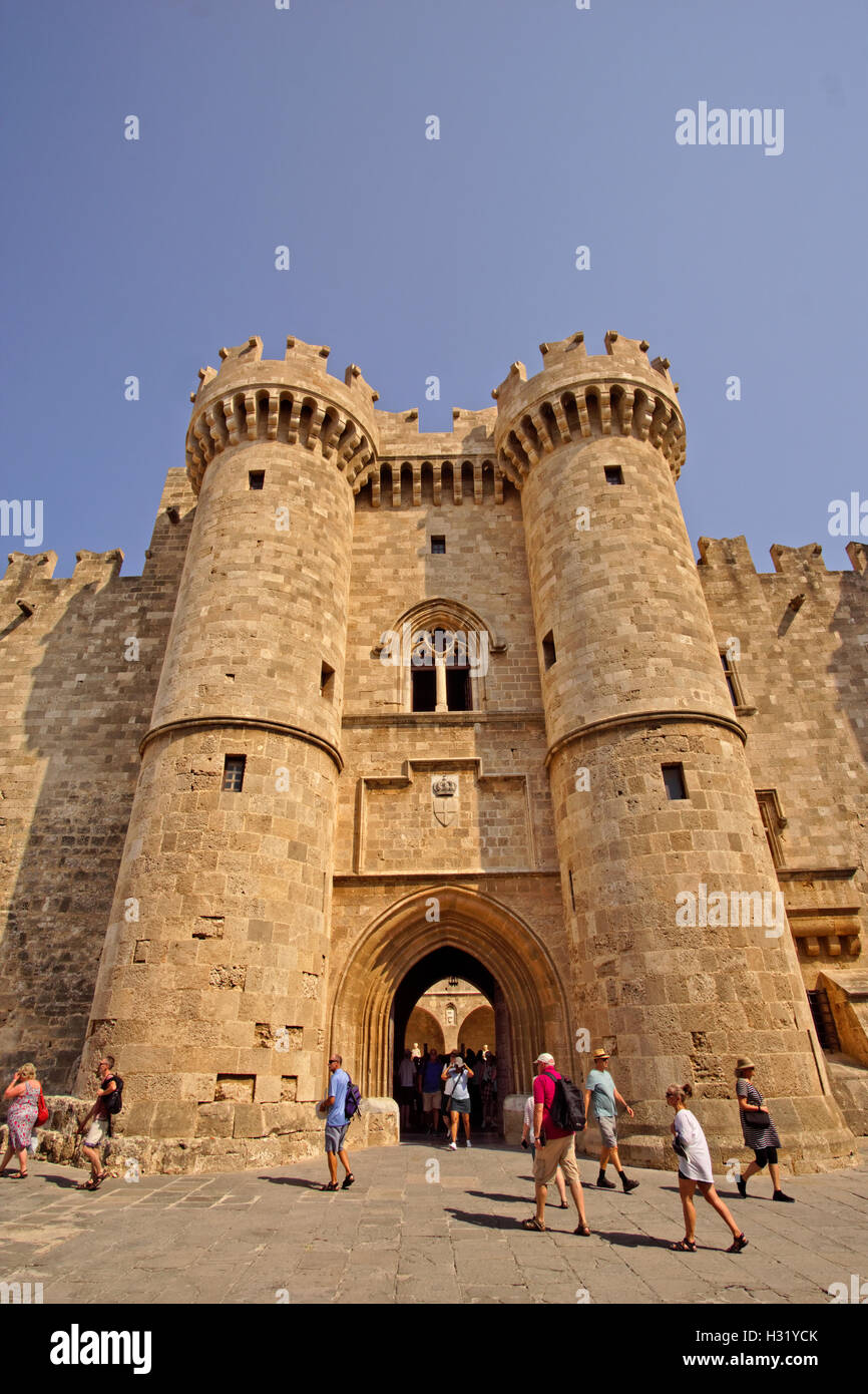 Entrance to the Palace of the Grand Master of Rhodes, Rhodes Island, Dodecanese Islands, Greece. Stock Photo
