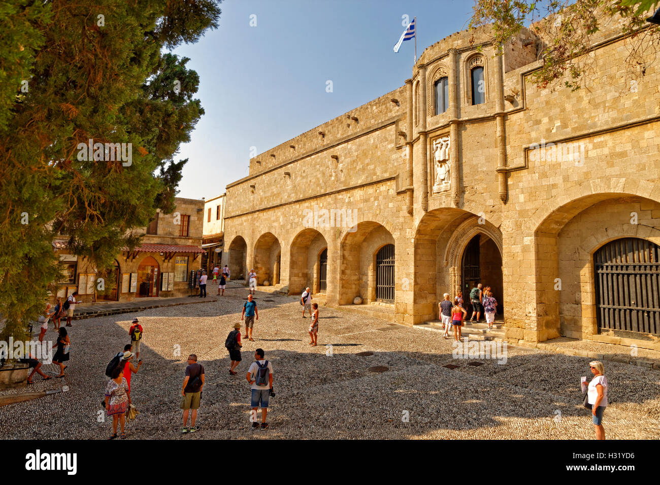 New Hospital, now a museum, at Rhodes old town, Island of Rhodes, Dodecanese Island group, Greece. Stock Photo