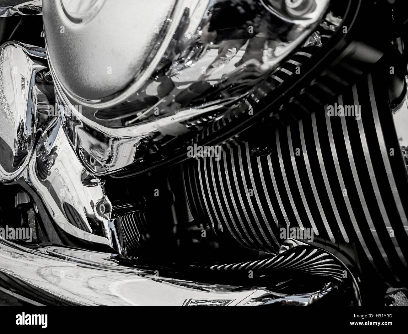 Motorcycle engine closeup as background Stock Photo