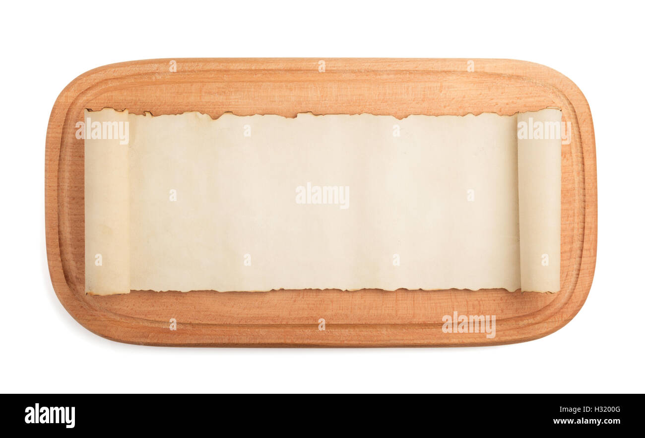 cutting board and parchment isolated on white background Stock Photo Alamy