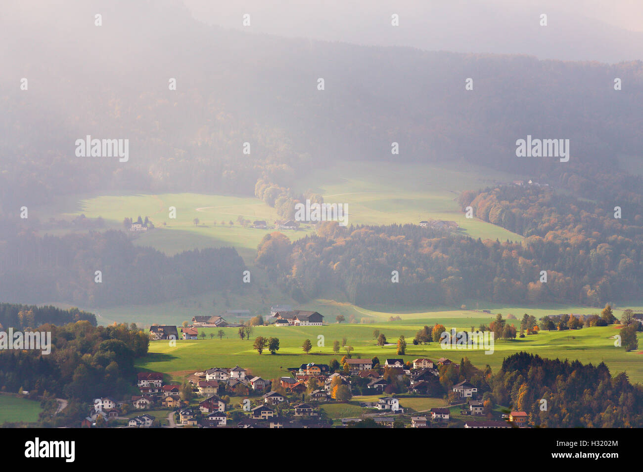 Sunny October day in Austria. Autumn in Alpine mountains Stock Photo ...