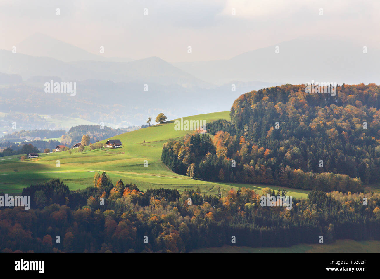 Sunny October day in Austria. Autumn in Alpine mountains Stock Photo ...