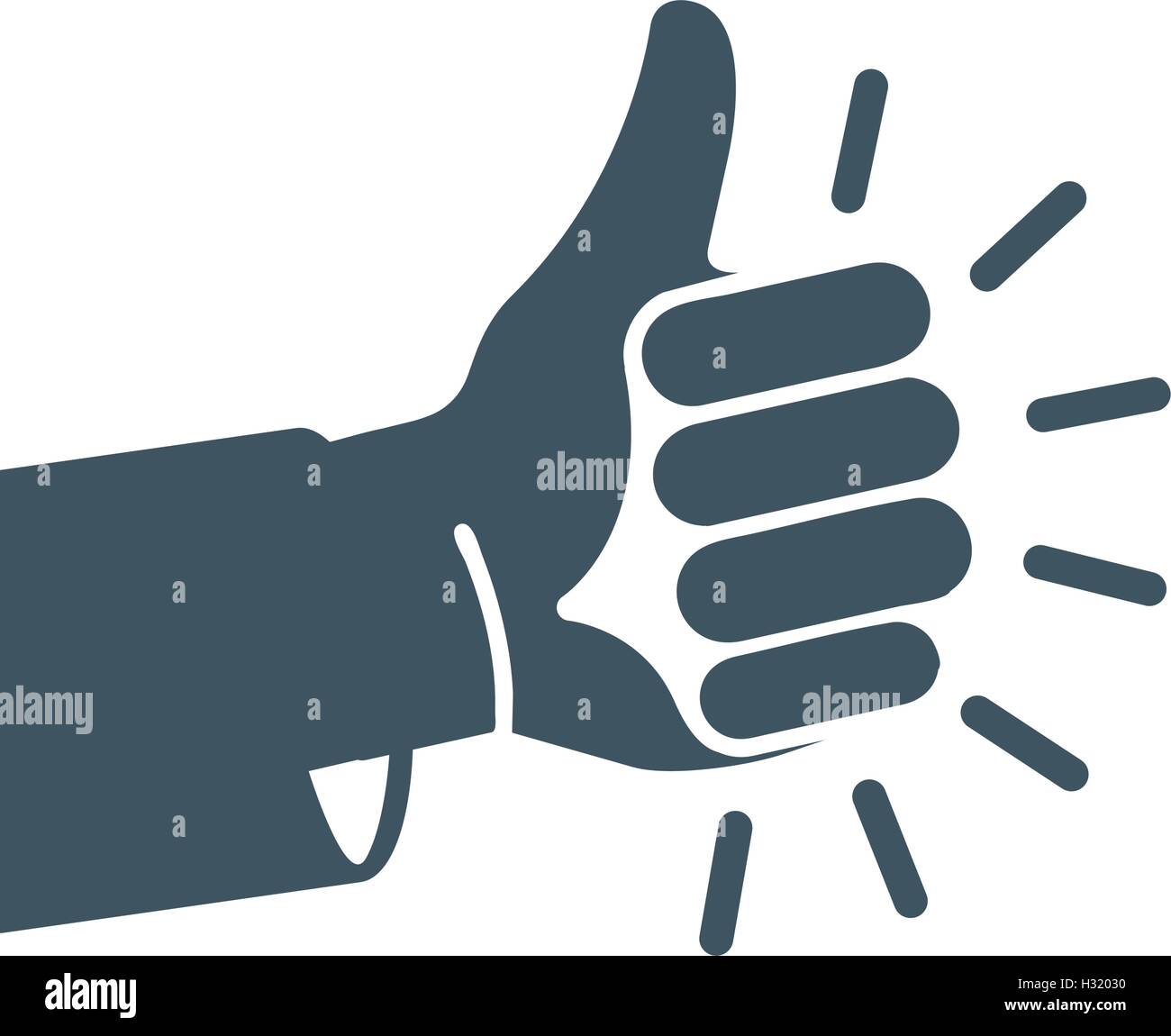 Isolated abstract grey color thumb up logo. Human hand friendly gesture logotype. Like sign. Approval button. Positive emotion. Deaf people language element. Quality estimation. Vector illustration. Stock Vector