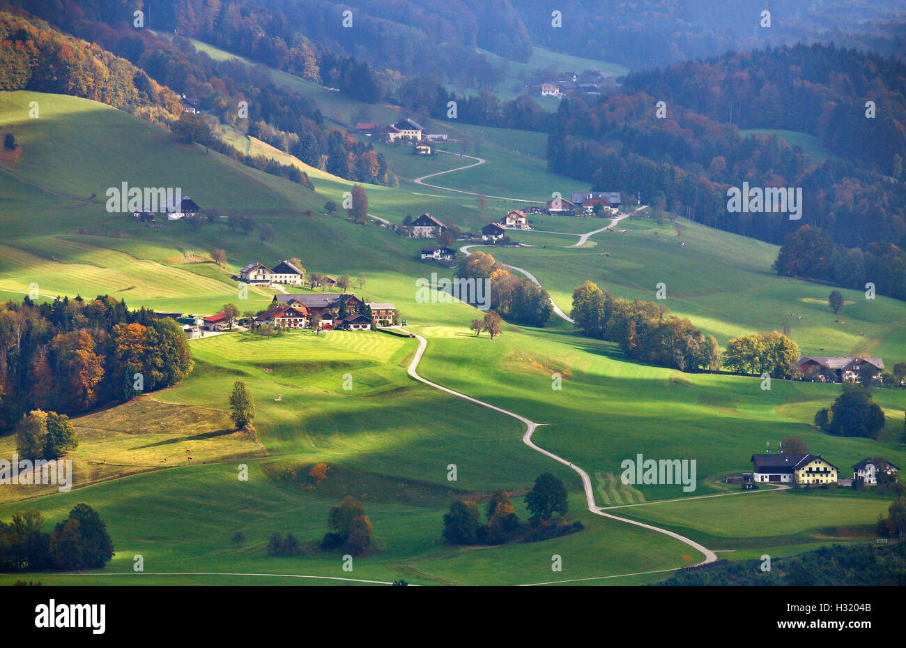 Sunny October day in Austria. Autumn in Alpine mountains Stock Photo ...