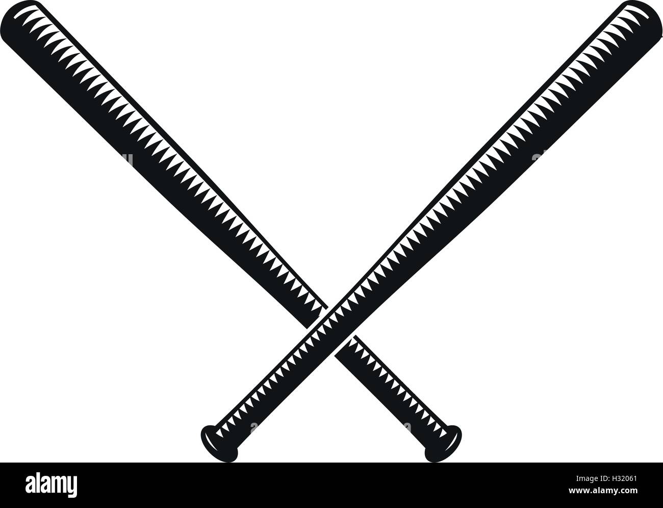 Isolated abstract black color crossed baseball bats logo. American