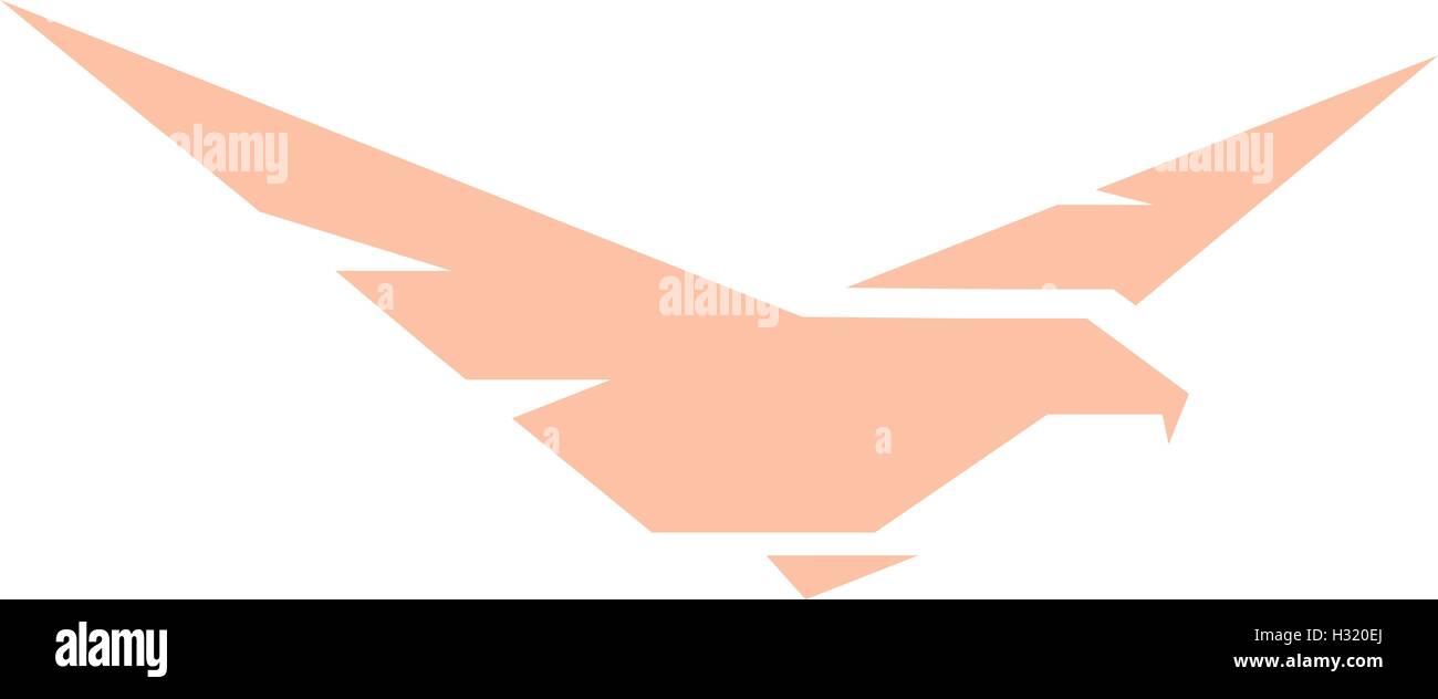 Isolated abstract pink color eagle,hawk of falcon silhouette logo. Dangerous hunting bird logotype. Wings icon. Air element. Flight sign. Airlines symbol. Vector  illustration. Stock Vector