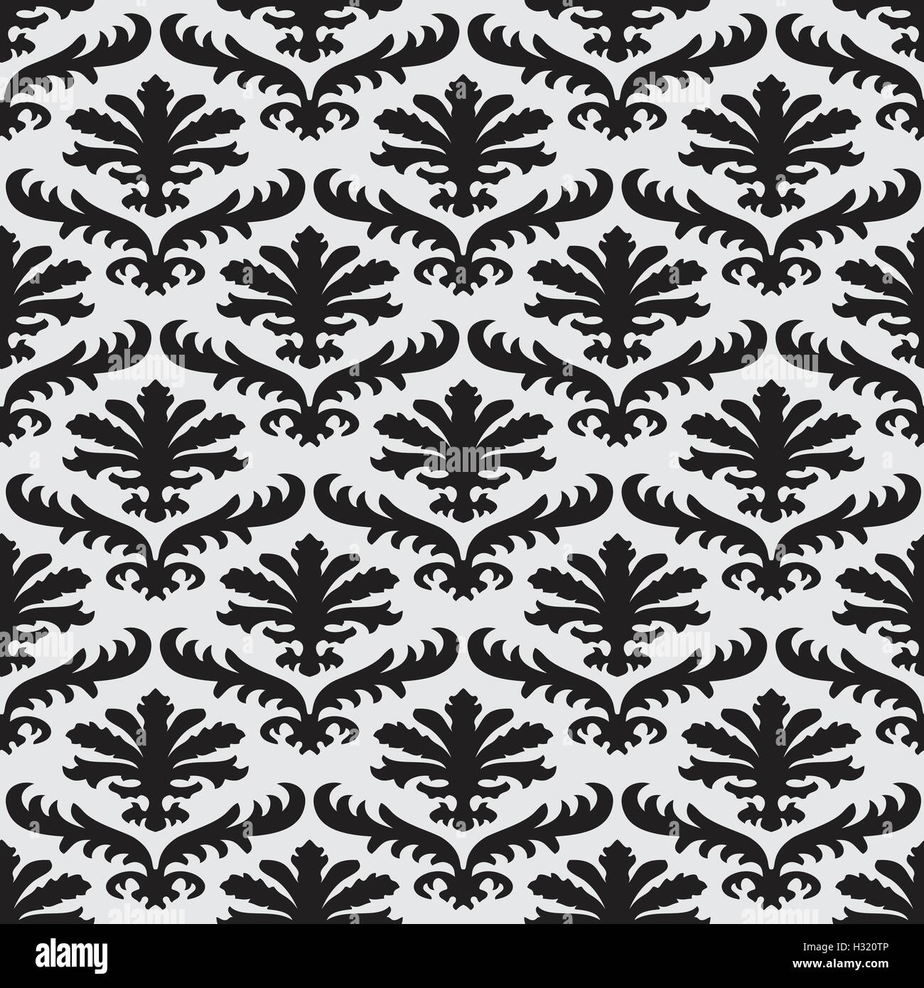 Vector damask seamless floral pattern black and white background ...