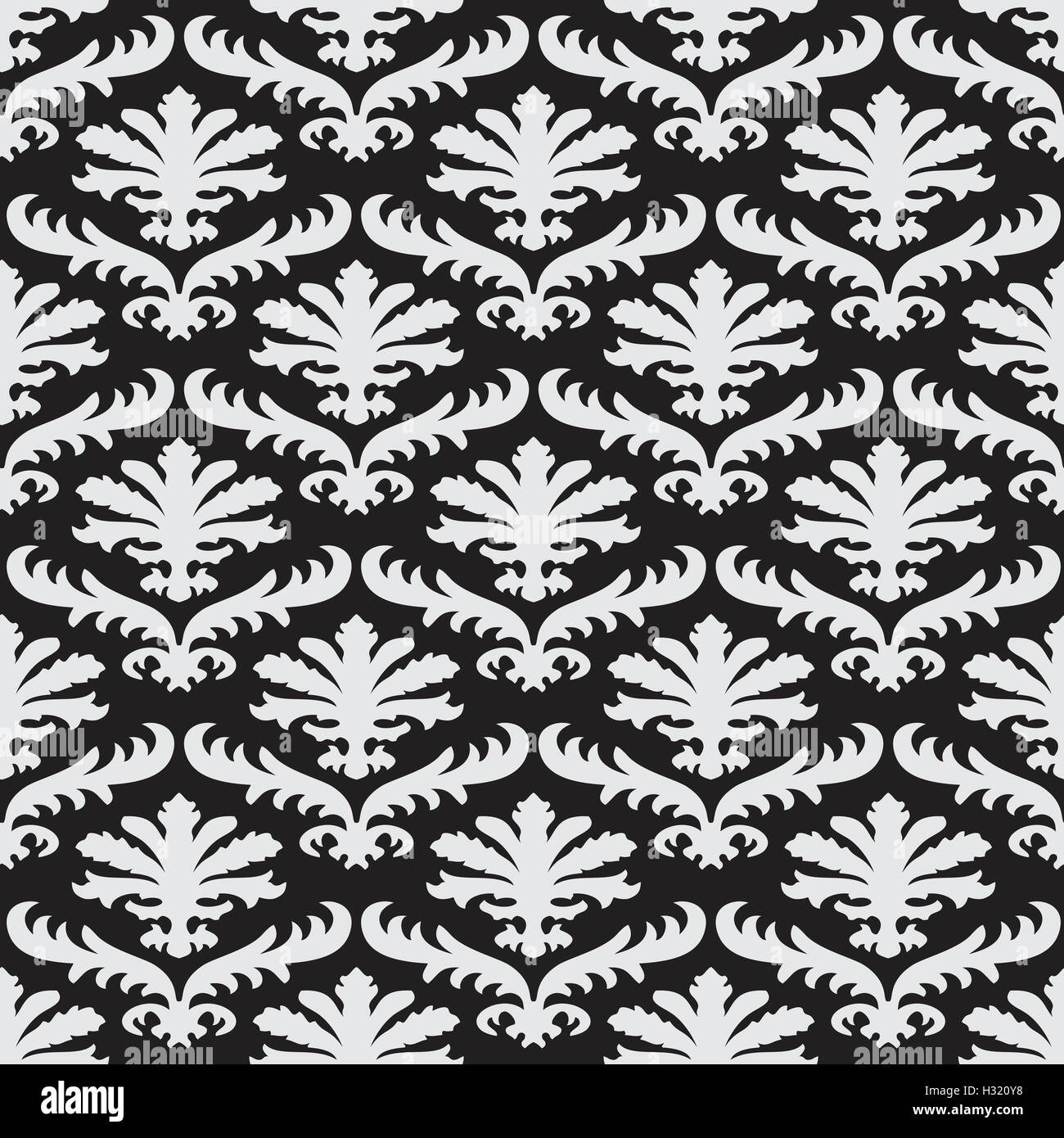 Vector damask seamless floral pattern black and white background ...