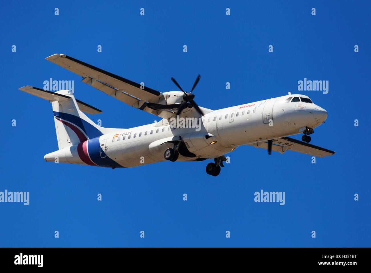 Air Europa ATR 72-201 approaching to El Prat Airport in Barcelona, Spain. Stock Photo