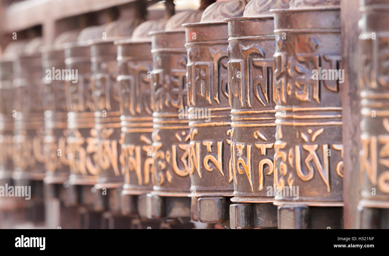 Prayer wheels at Swayambhunath temple, Kathmandu, Nepal Stock Photo - Alamy