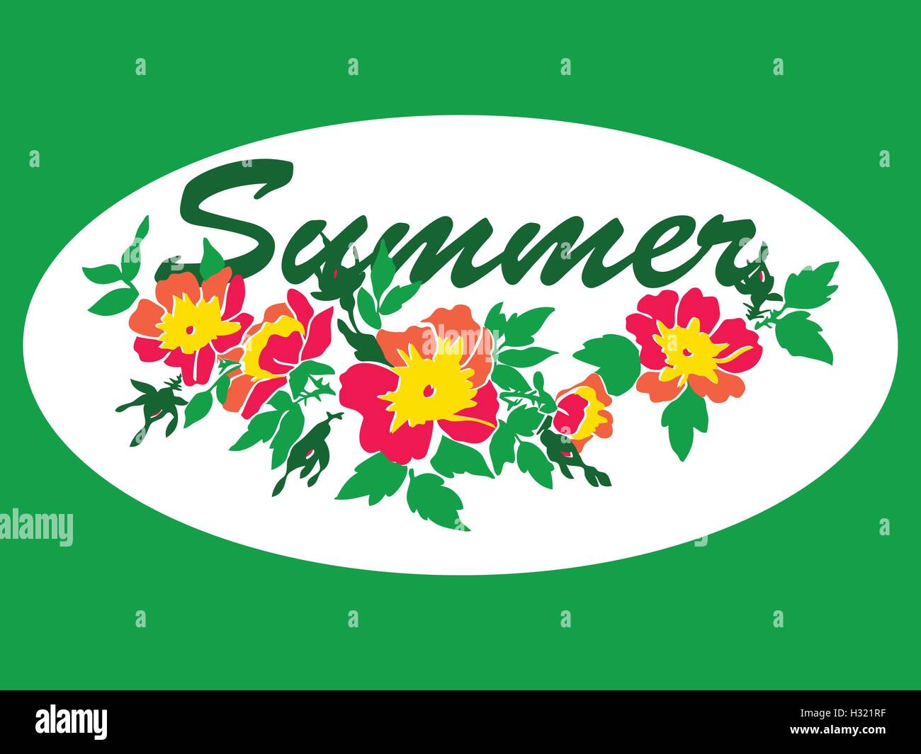 Vector round frame isolated with summer flowers in vintage style ...