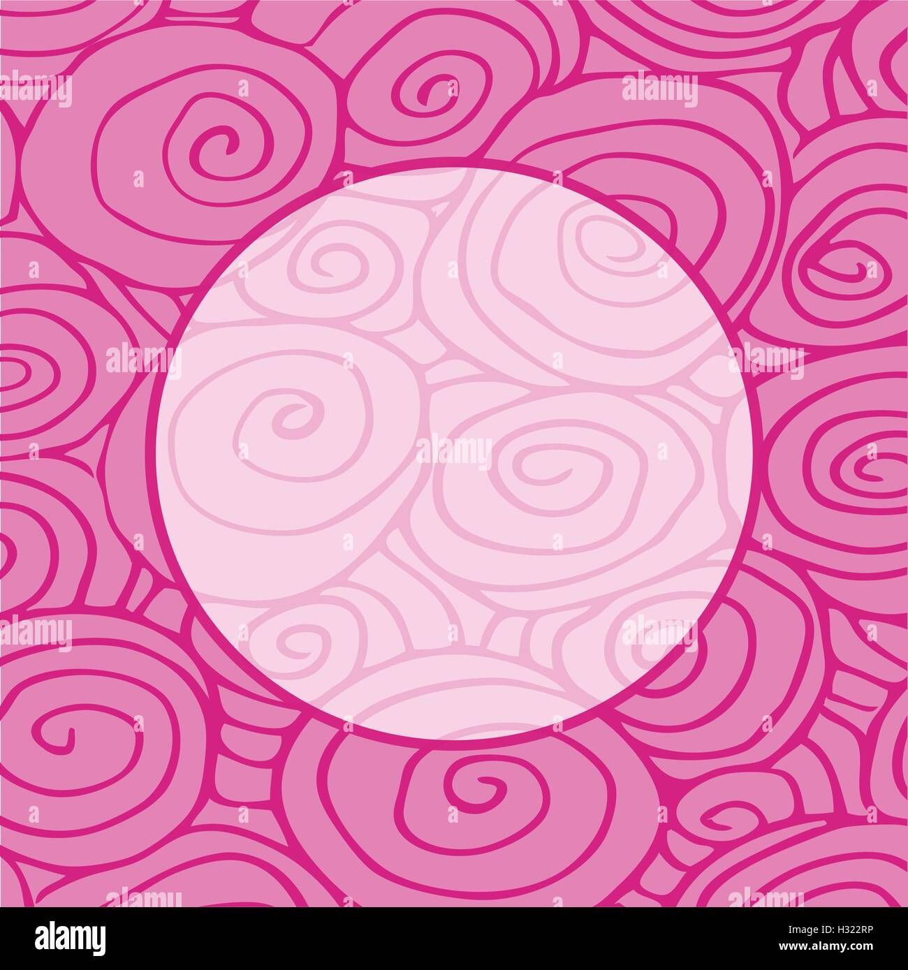 Wave handdrawn pattern, waves frame circle abstract background curled