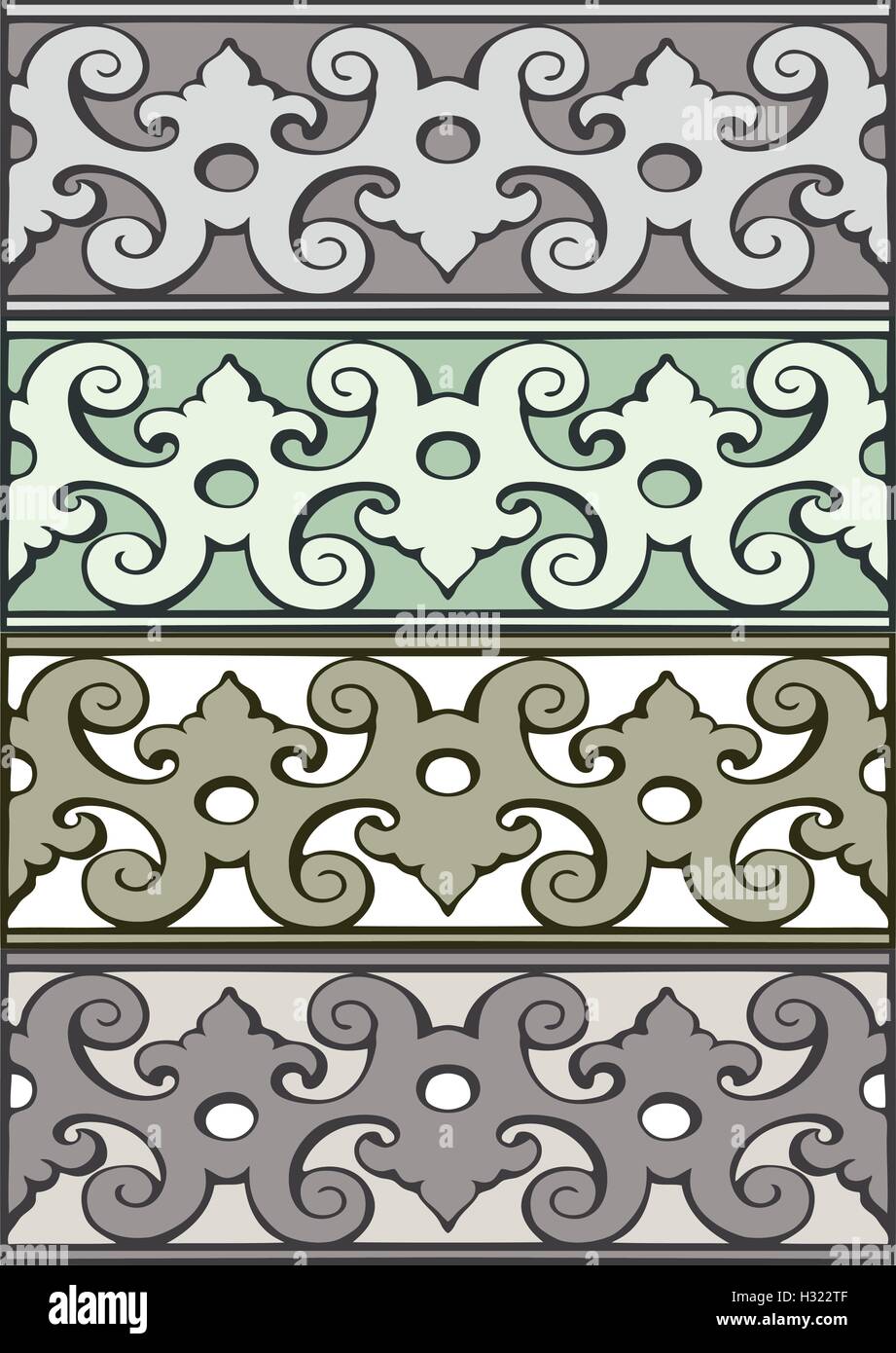 Set of decorative borders vintage style silver Stock Vector