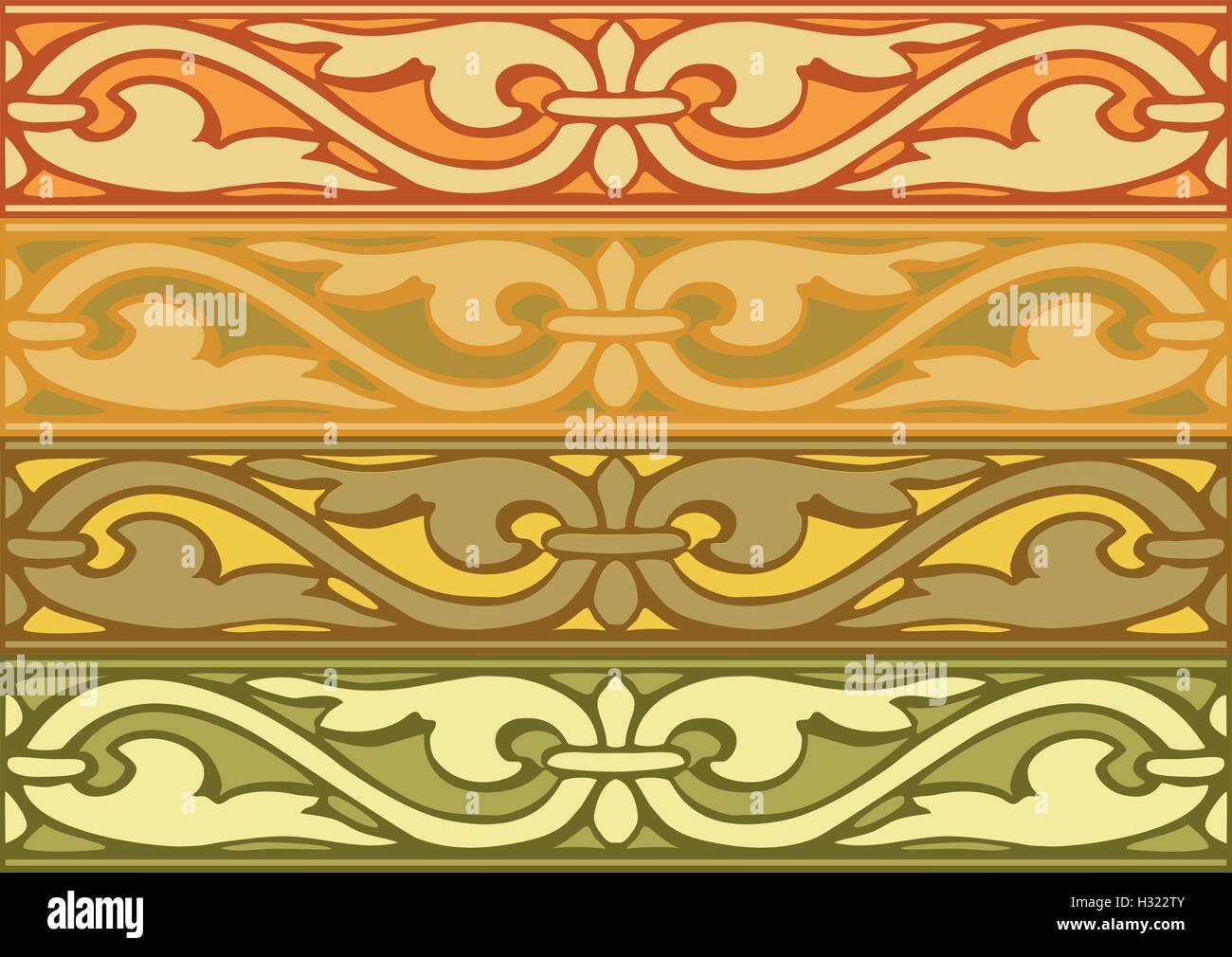 Set of decorative borders vintage style gold Stock Vector