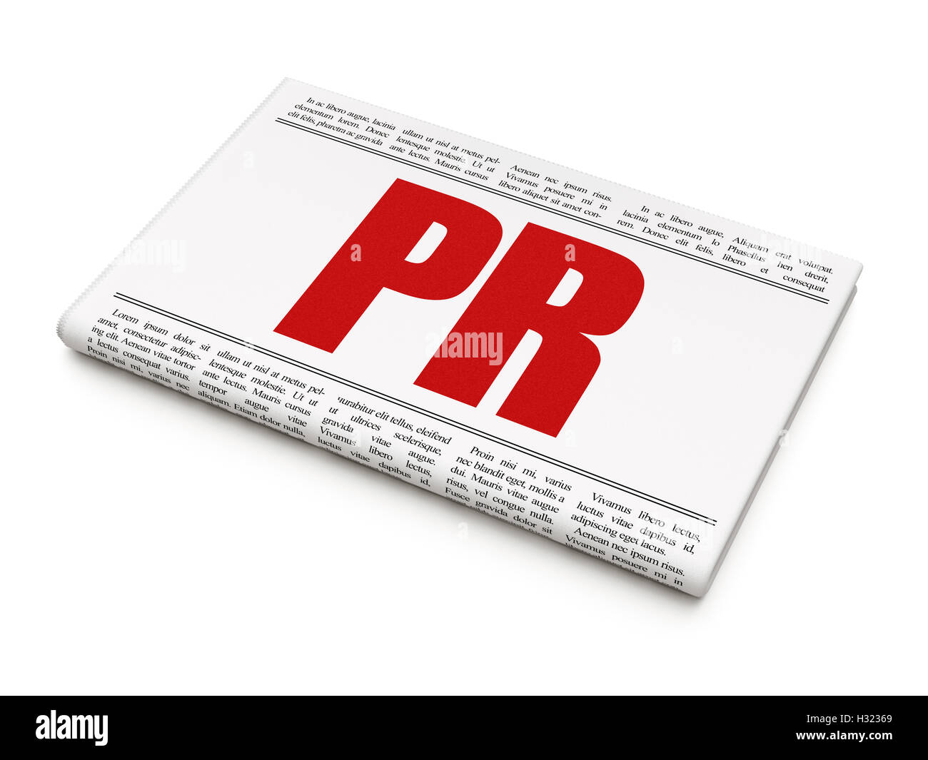 Marketing concept: newspaper headline PR Stock Photo - Alamy