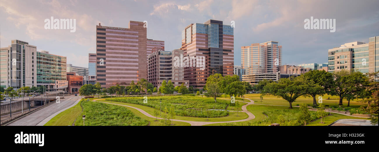 Panorama Of The Texas Medical Center From Fannin Street Transit Center Overpass - Houston Texas Stock Photo
