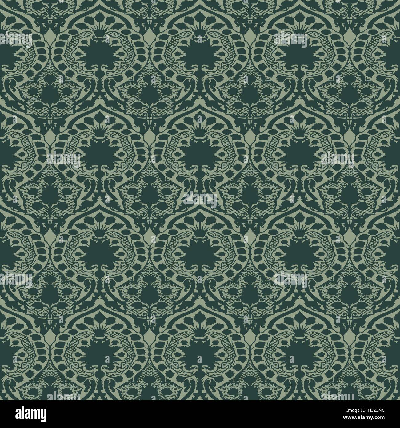 Vector seamless floral pattern vintage background green Stock Vector ...