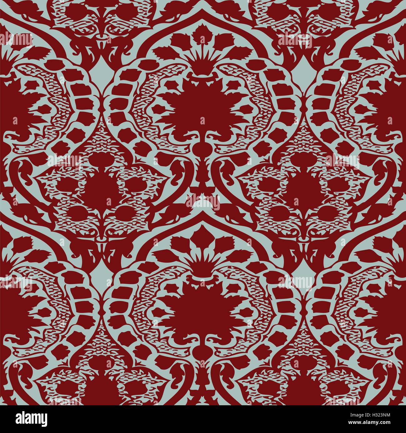 Vector seamless floral pattern vintage background red and blue light ...