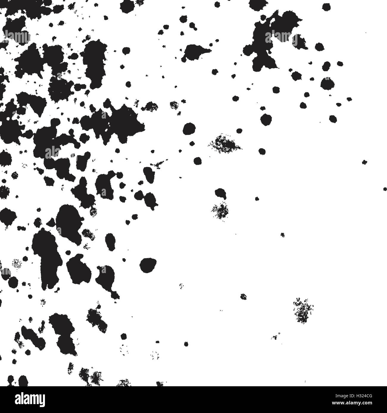 Black Ink paint splatter on white background. Spray paint abstract